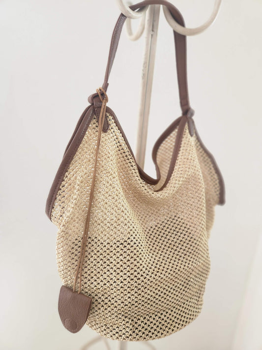 Cartera Fibra con Necesser Beige