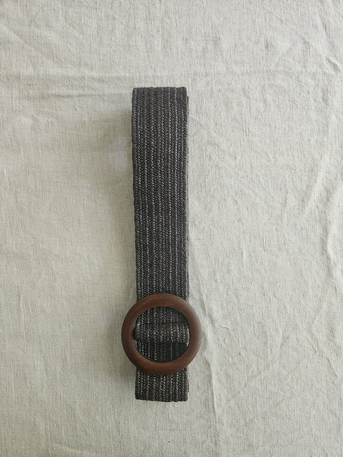 Cinturón elasticado hebilla madera café