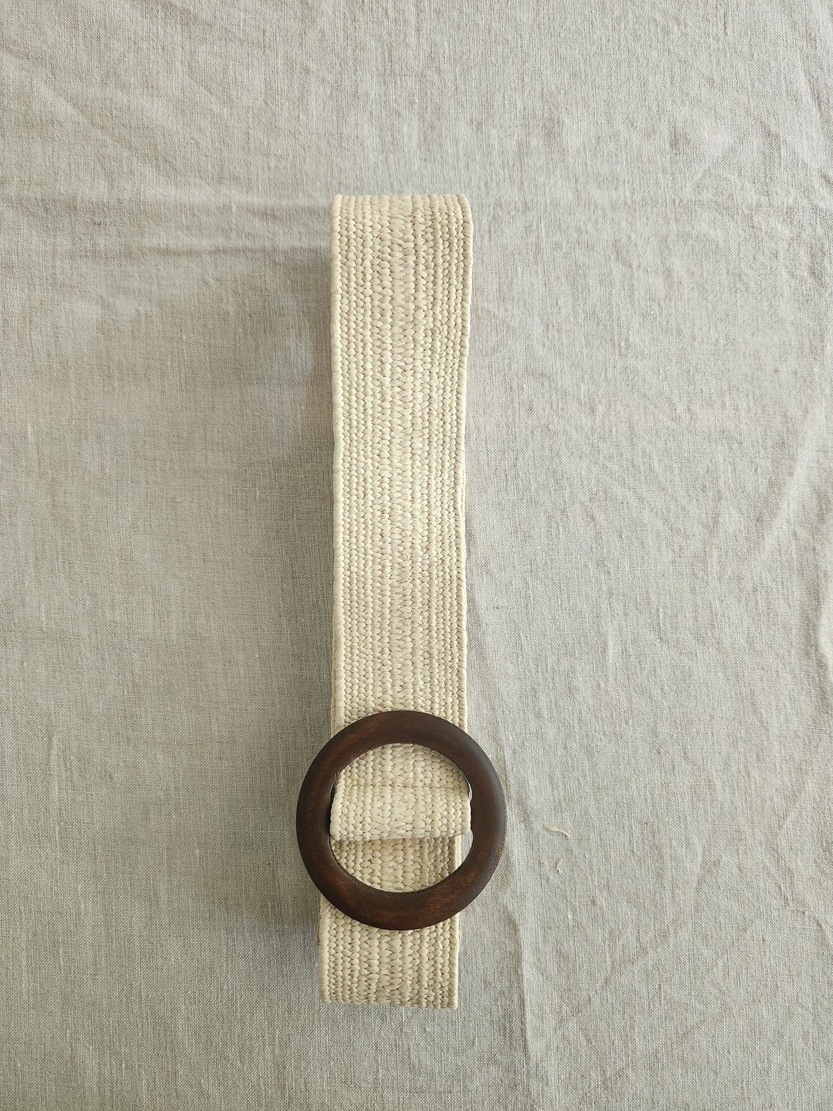 Cinturón elasticado hebilla madera crudo