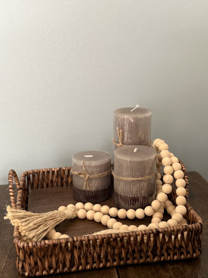 Borla madera pompones L