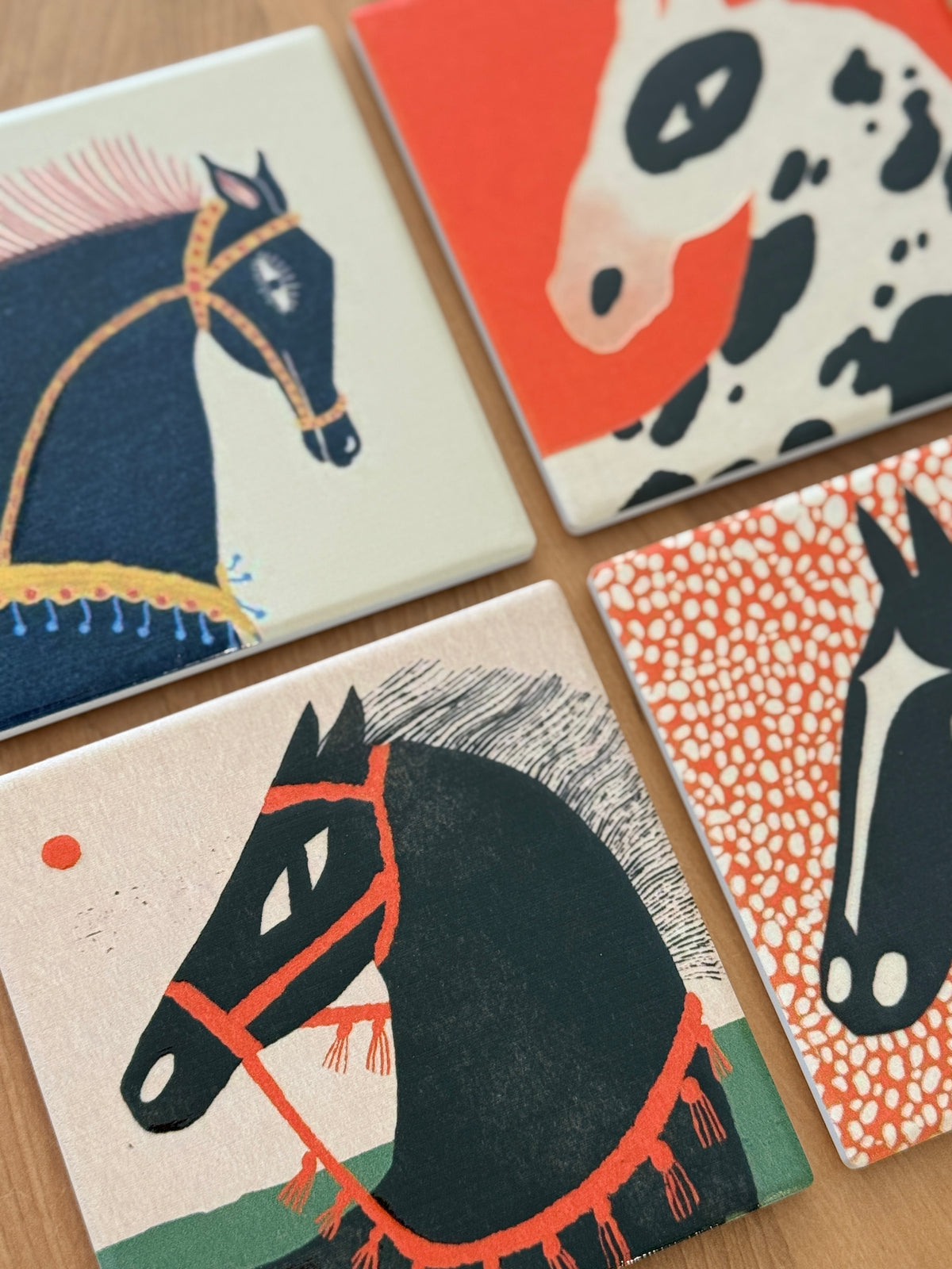 Set 4 posavasos caballos
