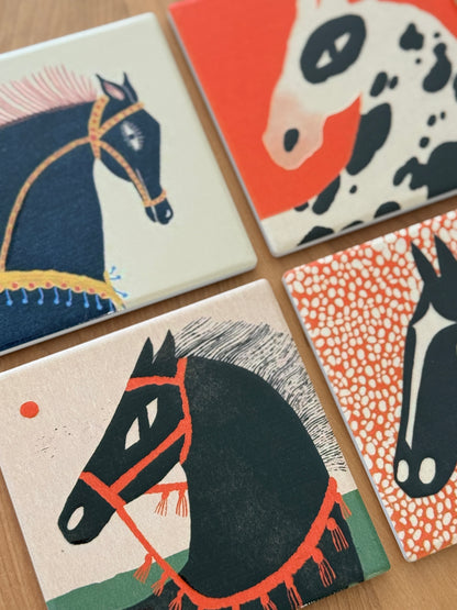 Set 4 posavasos caballos