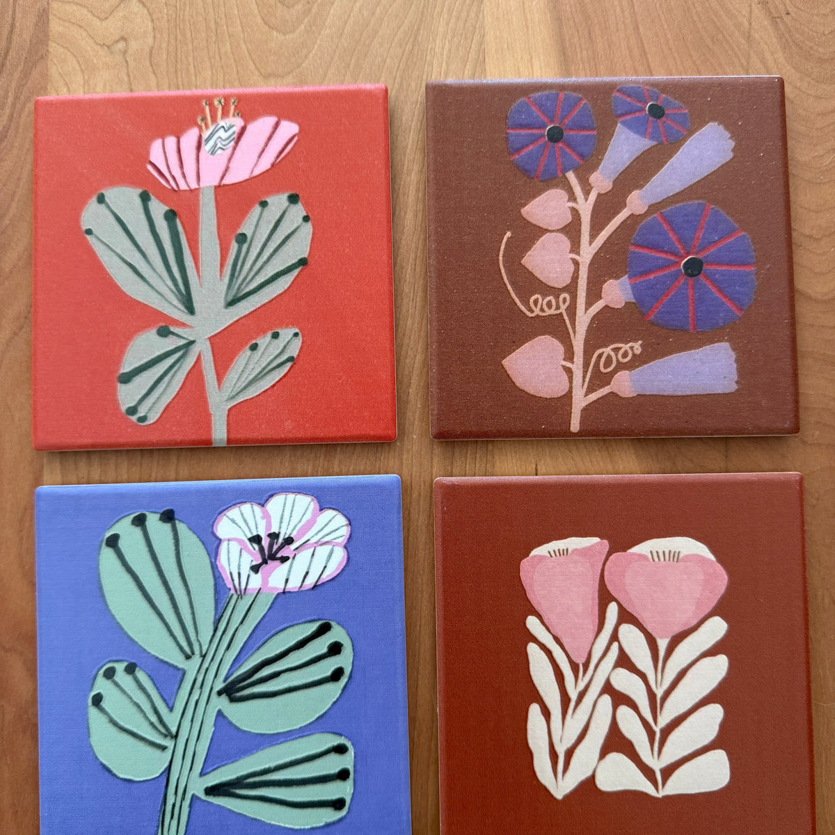 Set 4 posavasos floral