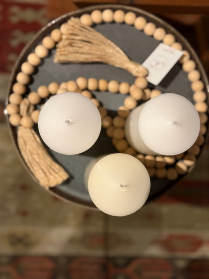 Borla madera pompones L