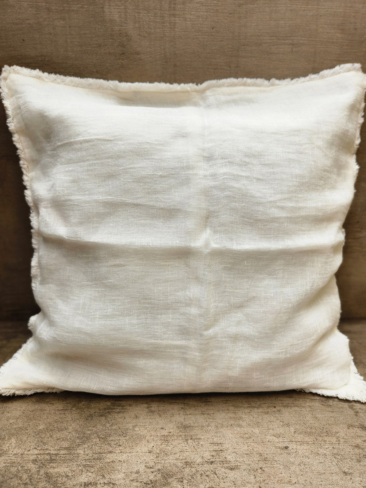 Funda cojín lino blanco