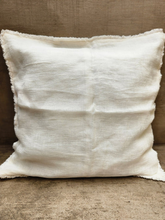 Funda cojín lino blanco