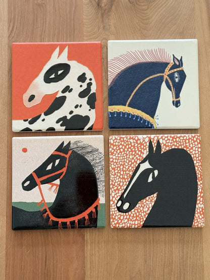 Set 4 posavasos caballos