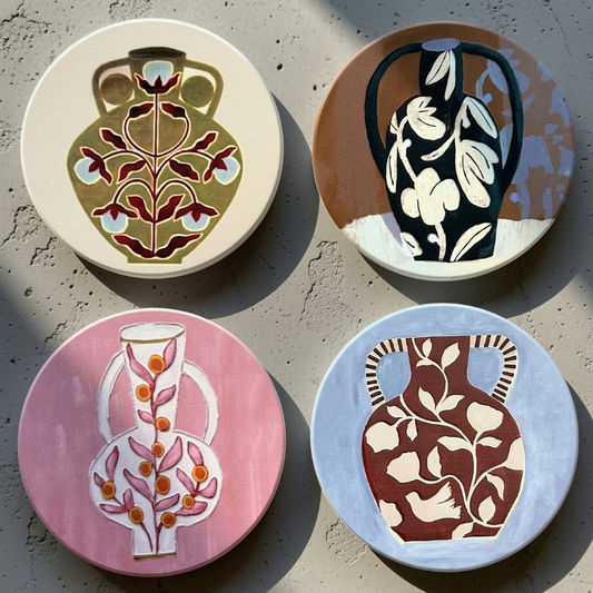 Set 4 posavasos jarrones