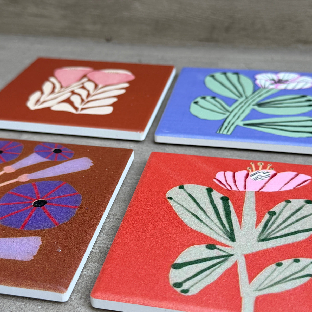Set 4 posavasos floral